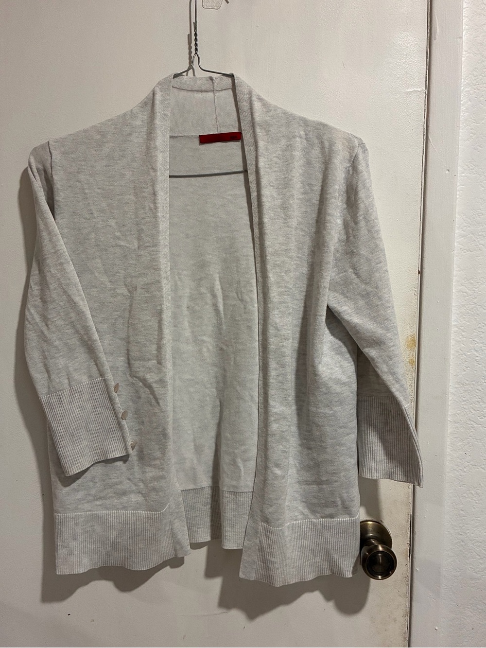Red Light Gray Open-Front Women's Cardigan